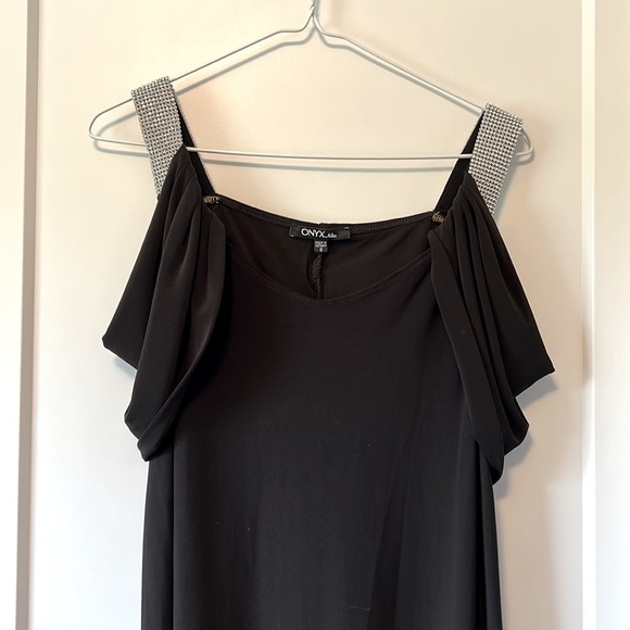 Stretchy Black Dress with Sparkly Thick Straps - Picture 1 of 4